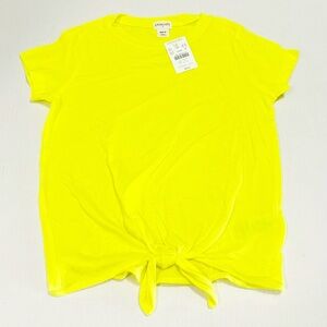 New Crew Cuts Neon Green Tie Front Girls Tee Size Medium (6-8)